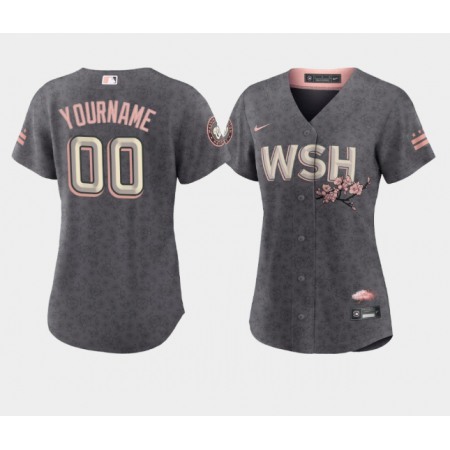 Women's Washington Nationals ACTIVE Player Custom 2022 Grey City Connect Cherry Blossom Stitched Jersey(Run Small) Women's Washington Nationals ACTIVE Player Custom 2022 Grey City Connect Cherry Blossom Stitched Jersey(Run Small)