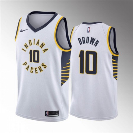 Men's Indiana Pacers #10 Kendall Brown White Association Edition Stitched Basketball Jersey Men's Indiana Pacers #10 Kendall Brown White Association Edition Stitched Basketball Jersey