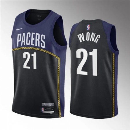 Men's Indiana Pacers #21 Isaiah Wong Blue 2023 Draft City Edition Stitched Basketball Jersey Men's Indiana Pacers #21 Isaiah Wong Blue 2023 Draft City Edition Stitched Basketball Jersey