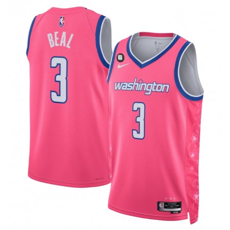 Men's Washington Wizards #3 Bradley Beal 2022/23 Pink Cherry Blossom City Edition With NO.6 Patch Limited Stitched Basketball Jersey Men's Washington Wizards #3 Bradley Beal 2022/23 Pink Cherry Blossom City Edition With NO.6 Patch Limited Stitched Basketball Jersey