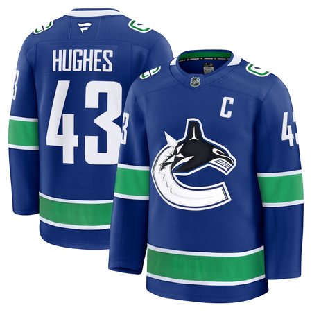 Men's Vancouver Canucks #43 Quinn Hughes Blue Home Premium Jersey