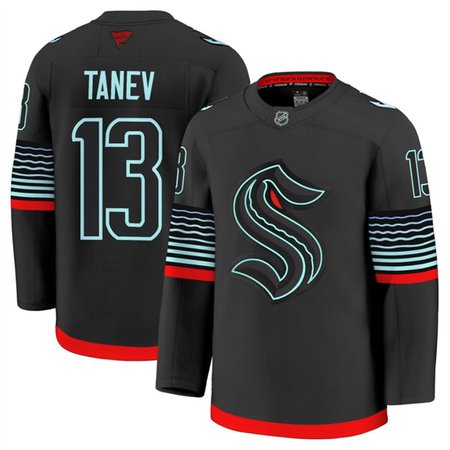 Men's Seattle Kraken #13 Brandon Tanev Black Alternate Stitched Hockey Premium Jersey