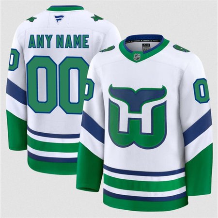 Men's Carolina Hurricanes Custom White 2024-25 Throwback Stitched Hockey Premium Jersey