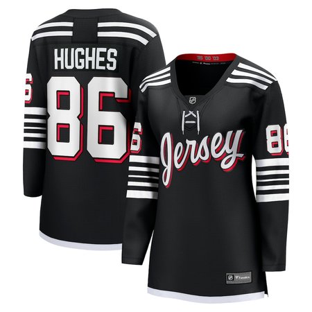 Women's New Jersey Devils #86 Jack Hughes Black Alternate Jersey