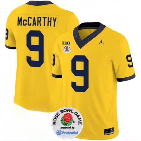 Men's Michigan Wolverines #9 J.J. McCarthy 2023 F.U.S.E. Yellow Rose Bowl Patch Stitched Jersey Men's Michigan Wolverines #9 J.J. McCarthy 2023 F.U.S.E. Yellow Rose Bowl Patch Stitched Jersey