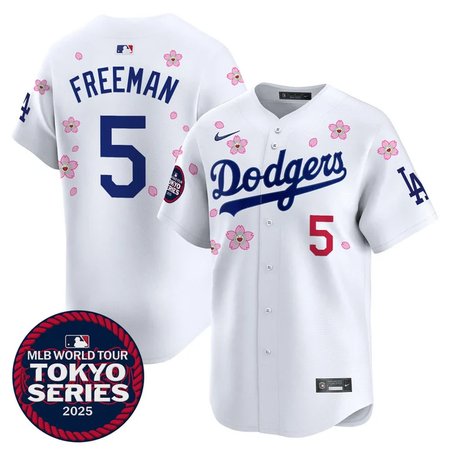 Youth Los Angeles Dodgers #5 Freddie Freeman White Tokyo 2025 Cool Base Stitched Baseball Jersey
