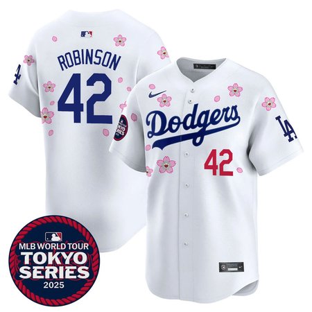 Youth Los Angeles Dodgers #42 Jackie Robinson White Tokyo 2025 Cool Base Stitched Baseball Jersey
