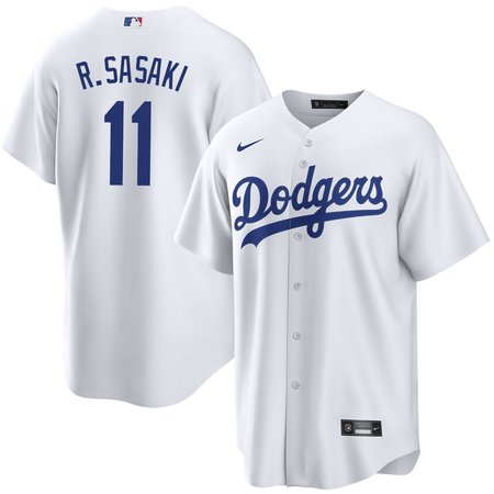 Men's Los Angeles Dodgers #11 Roki Sasaki White Cool Base Stitched Jersey