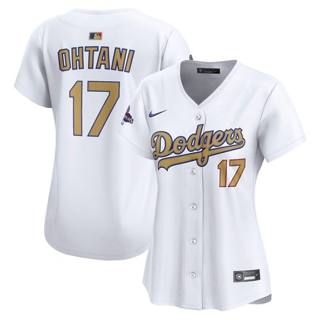 Women's Los Angeles Dodgers #17 Shohei Ohtani White 2025 Gold Collection Limited Jersey
