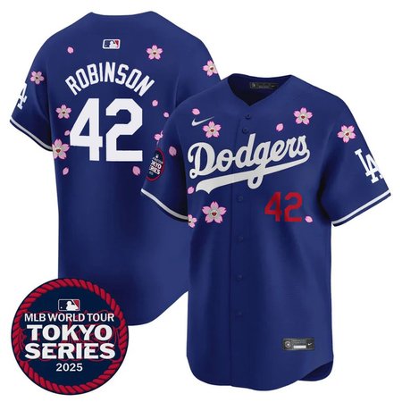 Youth Los Angeles Dodgers #42 Jackie Robinson Royal Tokyo 2025 Cool Base Stitched Baseball Jersey