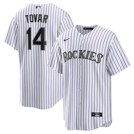 Men's Colorado Rockies #14 Ezequiel Tovar Nike White Home Replica Jersey Men's Colorado Rockies #14 Ezequiel Tovar Nike White Home Replica Jersey