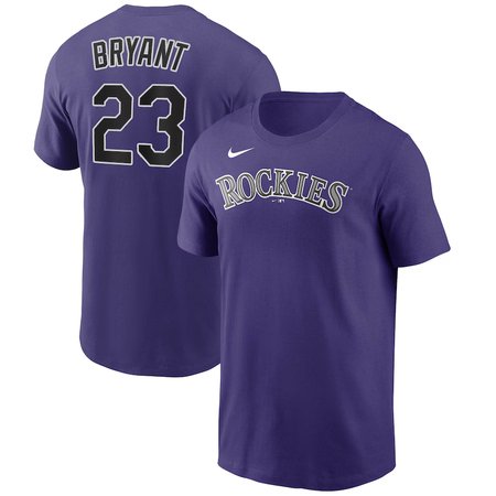 Men's Colorado Rockies #23 Kris Bryant Purple Name & Number T-Shirt