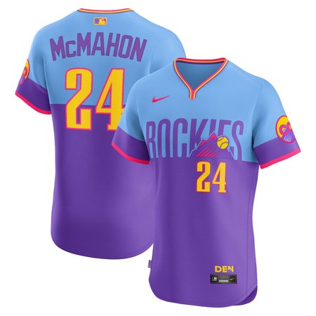 Men's Colorado Rockies #24 Ryan McMahon Purple/Light Blue 2025 City Connect Elite Player Jersey