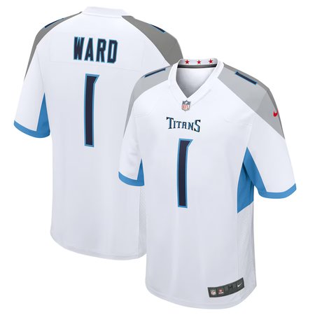 Men's Tennessee Titans #1 Cameron Ward Nike White 2025 NFL Draft First Round Pick Game Jersey