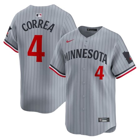 Men's Minnesota Twins #4 Carlos Correa Nike Gray Road Limited Player Jersey