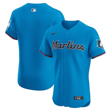 Men's Miami Marlins Nike Blue Alternate Vapor Premier Elite Patch Jersey