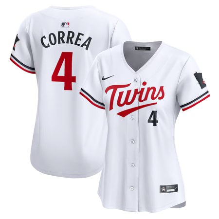 Women's Minnesota Twins #4 Carlos Correa White Home Limited Player Jersey