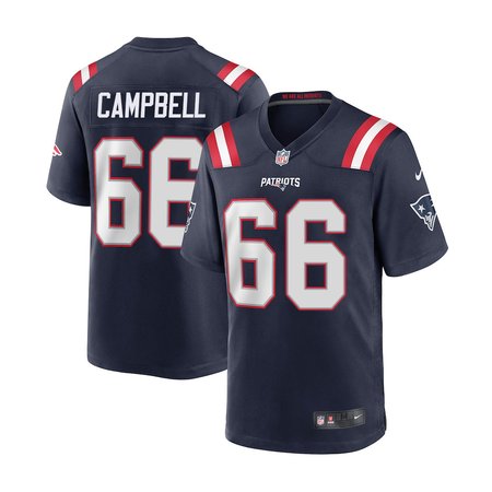 Men's New England Patriots #66 Will Campbell Nike Navy 2025 NFL Draft First Round Pick Game Jersey