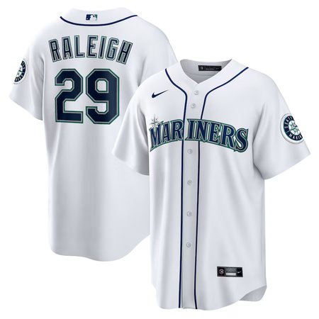 Men's Seattle Mariners #29 Cal Raleigh Nike White Home Replica Jersey