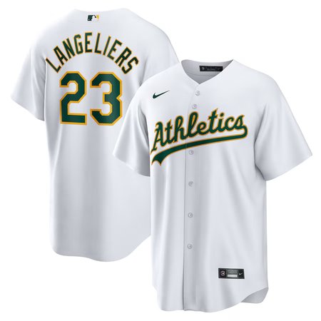 Men's Oakland Athletics #23 Shea Langeliers Nike White Home Replica Jersey