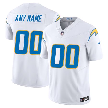 Men's Los Angeles Chargers Custom Nike White Alternate Charger Power Vapor F.U.S.E. Limited Jersey