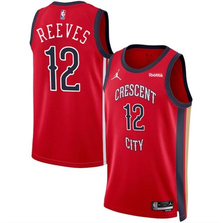 Men's New Orleans Pelicans #12 Antonio Reeves Red 2024 Draft Statement Edition Stitched Basketball Jersey Men's New Orleans Pelicans #12 Antonio Reeves Red 2024 Draft Statement Edition Stitched Basketball Jersey