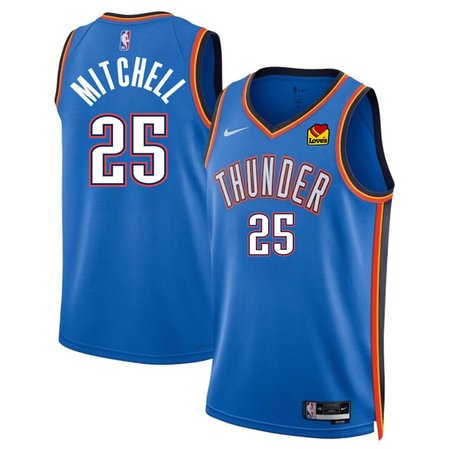 Men's Oklahoma City Thunder #25 Ajay Mitchell Blue 2024 Draft Icon Edition Stitched Basketball Jersey Men's Oklahoma City Thunder #25 Ajay Mitchell Blue 2024 Draft Icon Edition Stitched Basketball Jersey