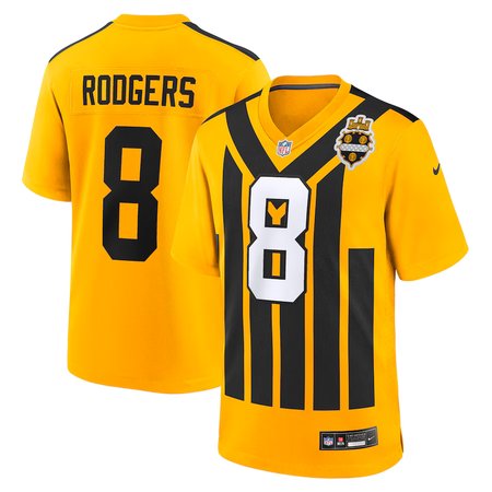 Men's Pittsburgh Steelers #8 Aaron Rodgers Nike Gold Alternate 1933 Throwback Game Jersey Men's Pittsburgh Steelers #8 Aaron Rodgers Nike Gold Alternate 1933 Throwback Game Jersey