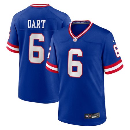 Men's New York Giants #6 Jaxson Dart Royal Alternate 2 Classic Game Jersey