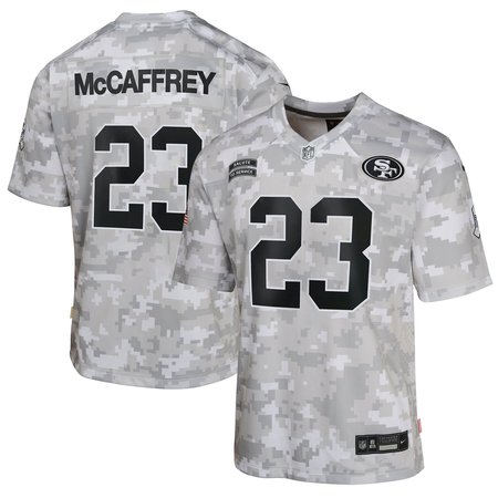 Youth San Francisco 49ers Christian McCaffrey Nike Arctic Camo 2024 Salute to Service Game Jersey Youth San Francisco 49ers Christian McCaffrey Nike Arctic Camo 2024 Salute to Service Game Jersey
