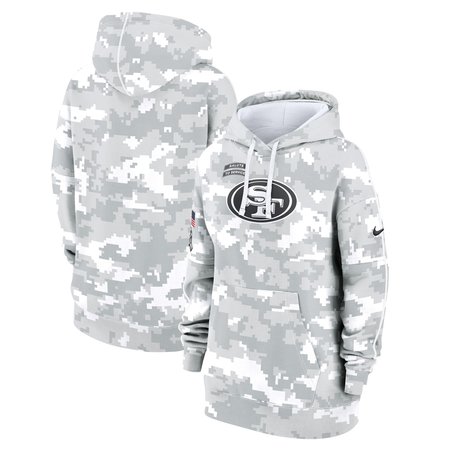 Women's San Francisco 49ers Nike Arctic Camo 2024 Salute To Service Club Fleece Pullover Hoodie Women's San Francisco 49ers Nike Arctic Camo 2024 Salute To Service Club Fleece Pullover Hoodie