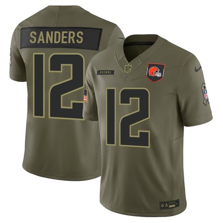 Men's Cleveland Browns #12 Shedeur Sanders Nike Olive 2025 Salute to Service Retired Limited Jersey