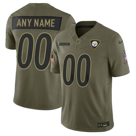 Men's Pittsburgh Steelers Custom Nike Olive 2025 Salute to Service Retired Limited Jersey