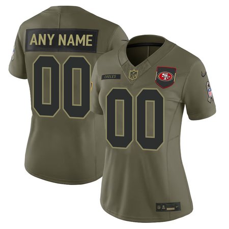 Women's San Francisco 49ers Custom Nike Olive 2025 Salute to Service Retired Limited Jersey