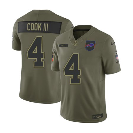 Men's Buffalo Bills #4 James Cook Nike Olive 2025 Salute to Service Retired Limited Jersey Men's Buffalo Bills #4 James Cook Nike Olive 2025 Salute to Service Retired Limited Jersey