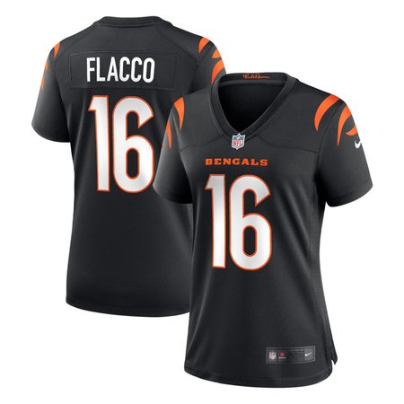 Women's Cincinnati Bengals #16 Joe Flacco Black Team Game Jersey