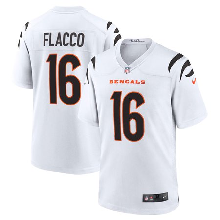 Men's Cincinnati Bengals #16 Joe Flacco White Team Game Jersey