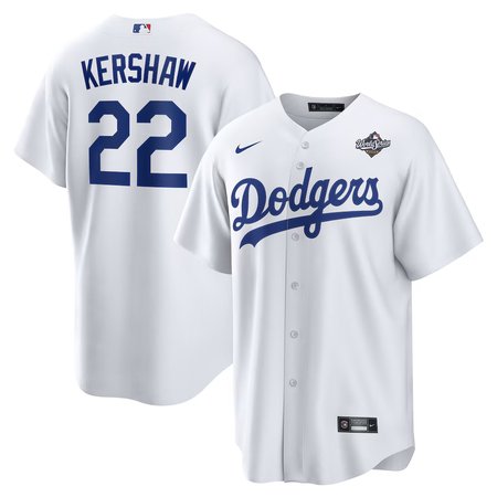 Men's Los Angeles Dodgers #22 Clayton Kershaw Nike White 2025 World Series Home Replica Player Jersey