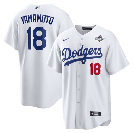 Youth Los Angeles Dodgers #18 Yoshinobu Yamamoto Nike White 2025 World Series Home Limited Jersey