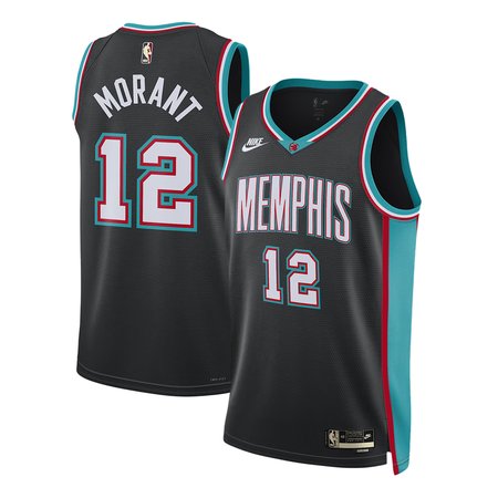 Men's Memphis Grizzlies #12 Ja Morant Black 2025/26 Hardwood Classics Jersey