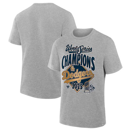 Men's Los Angeles Dodgers Heather Gray 2025 World Series Champions Locker Room Replica T-Shirt Men's Los Angeles Dodgers Heather Gray 2025 World Series Champions Locker Room Replica T-Shirt