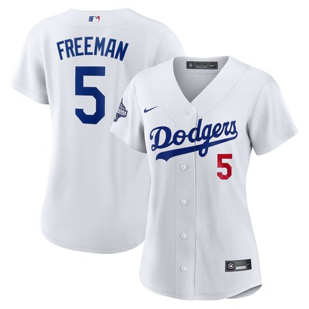 Women's Los Angeles Dodgers #5 Freddie Freeman Nike White Home 2025 World Series Champions Limited Jersey