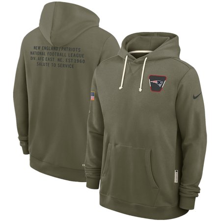 Men's New England Patriots Olive 2025 Salute to Service Pullover Hoodie