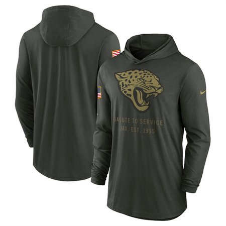 Men's Jacksonville Jaguars Forest Green 2025 Salute to Service Sideline Dri-FIT Lightweight Pullover Hoodie