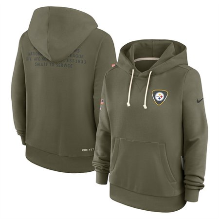 Women's Pittsburgh Steelers Olive 2025 Salute to Service Sideline Standard Issue Dri-FIT Hoodie(Run Small)