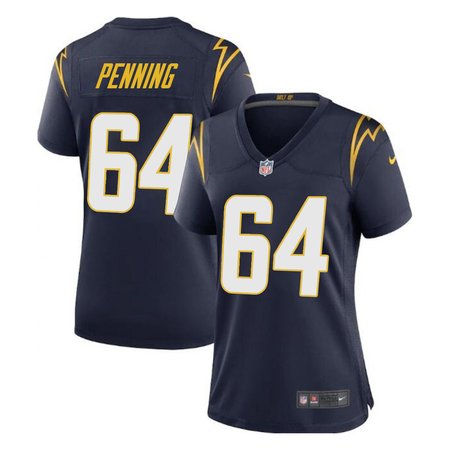 Women's Los Angeles Chargers #64 Trevor Penning Navy Game Jersey