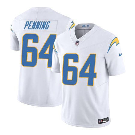 Men's Los Angeles Chargers #64 Trevor Penning White Alternate Charger Power Vapor F.U.S.E. Limited Jersey