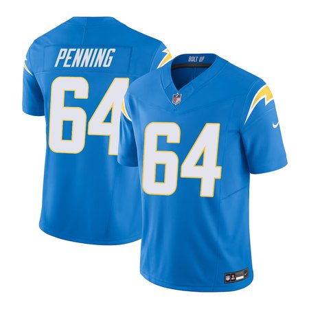 Men's Los Angeles Chargers #64 Trevor Penning Blue Alternate Charger Power Vapor F.U.S.E. Limited Jersey