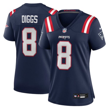 Women's New England Patriots #8 Stefon Diggs Nike Navy Game Jersey