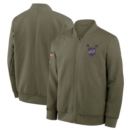 Men's Buffalo Bills Nike Olive 2025 Salute to Service Sideline Full-Zip Bomber Jacket Men's Buffalo Bills Nike Olive 2025 Salute to Service Sideline Full-Zip Bomber Jacket